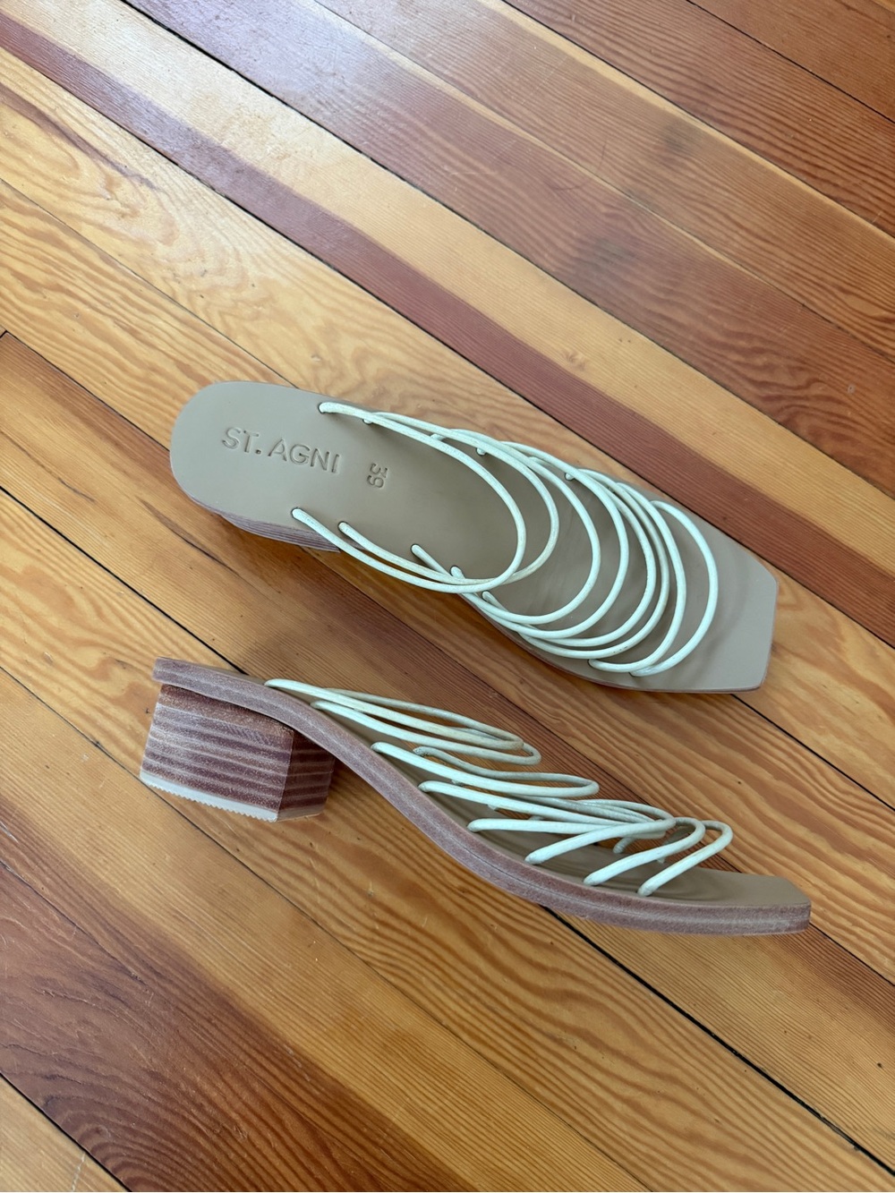 St. Agni Multi-Strap Block Heel Mule Sandal
